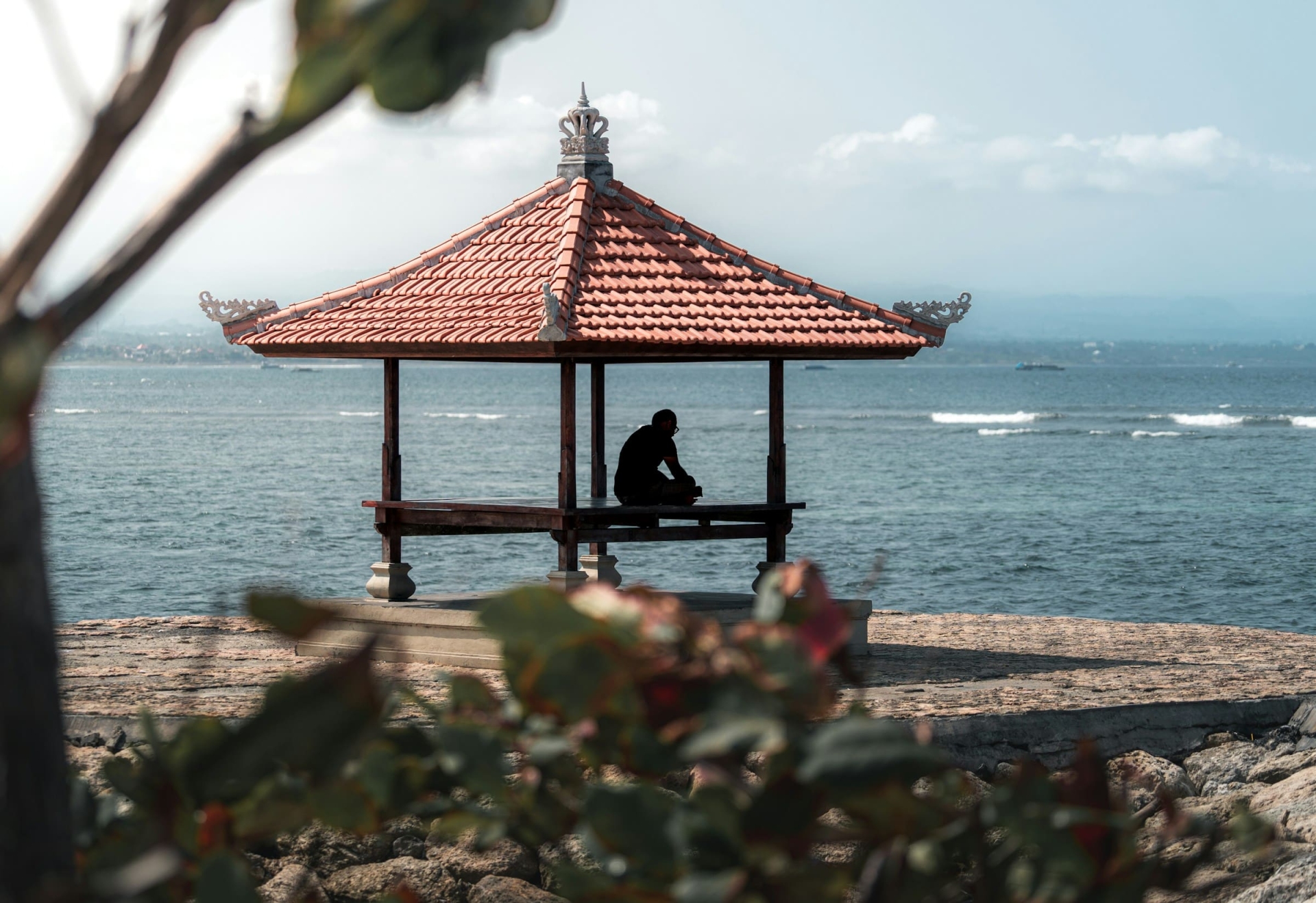 Pavillon balinais, mer, paisible